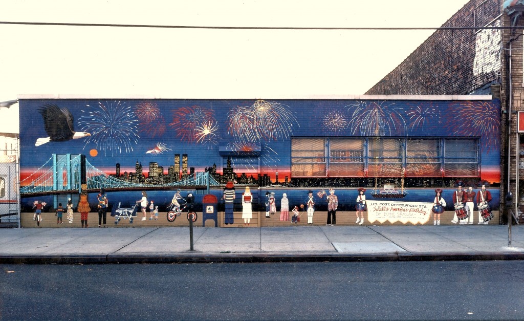 Brooklyn Bridge Fireworks mural for exterior of Ryder Station Delivery Unitedited2