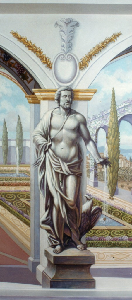 Detail of male tatue from Italian Garden Mural