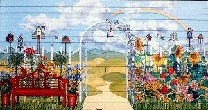 Country Garden Garage Door Mural For Backyard Of home In Baldwin, New York